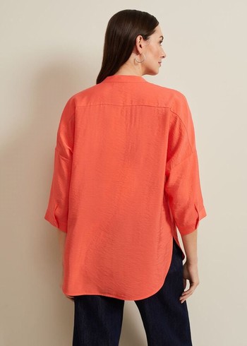 Phase Eight Cynthia Longline Shirts Coral USA | 8942653-TA